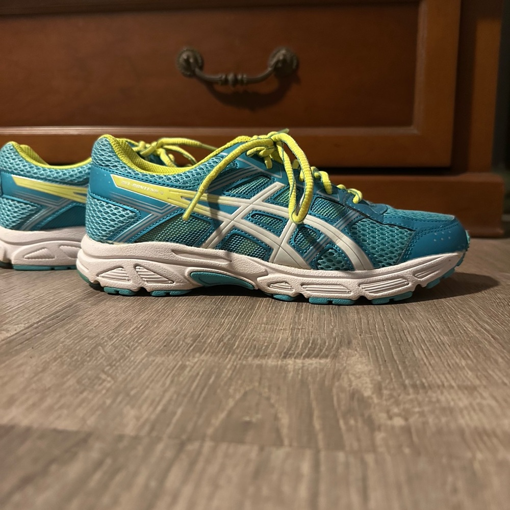 Asics Blue and Yellow Sneakers with Breathable Mesh